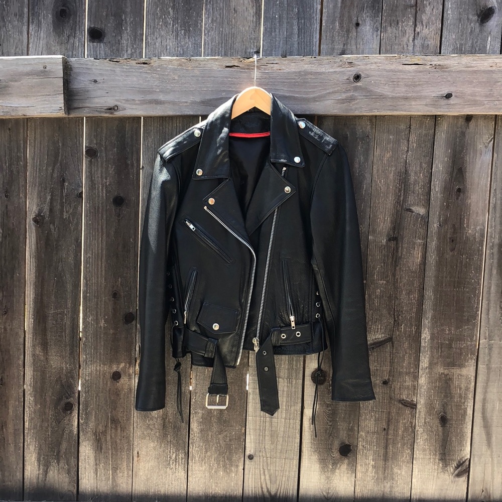 Leather motorcycle jacket